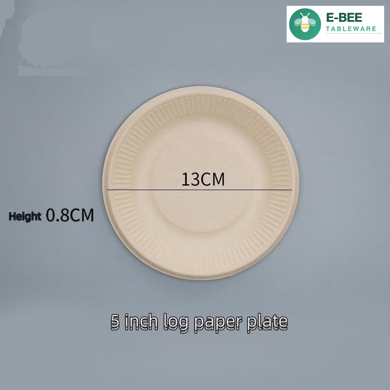 5 Inch Natural Unbleached Brown Compostable Disposable Paper Plate
